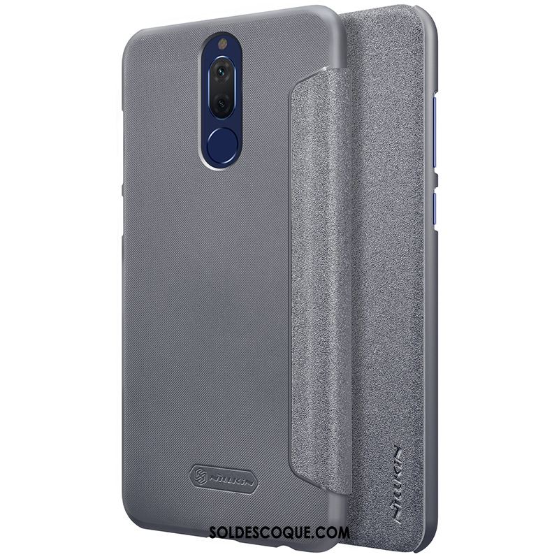 Coque Huawei Mate 10 Lite Délavé En Daim Protection Très Mince Gris Étui En Cuir Pas Cher