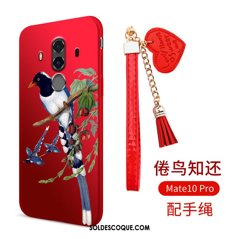 Coque Huawei Mate 10 Pro Incassable Fluide Doux Téléphone Portable Rouge Anneau Pas Cher