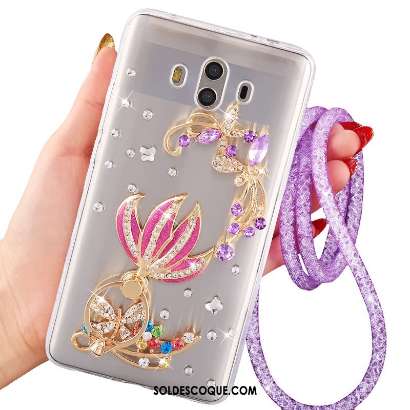 Coque Huawei Mate 10 Transparent Strass Ornements Suspendus Fluide Doux Téléphone Portable En Vente