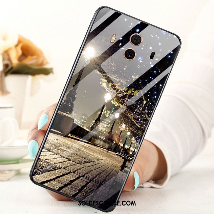 Coque Huawei Mate 10 Verre Étui Noir Incassable Téléphone Portable En Vente