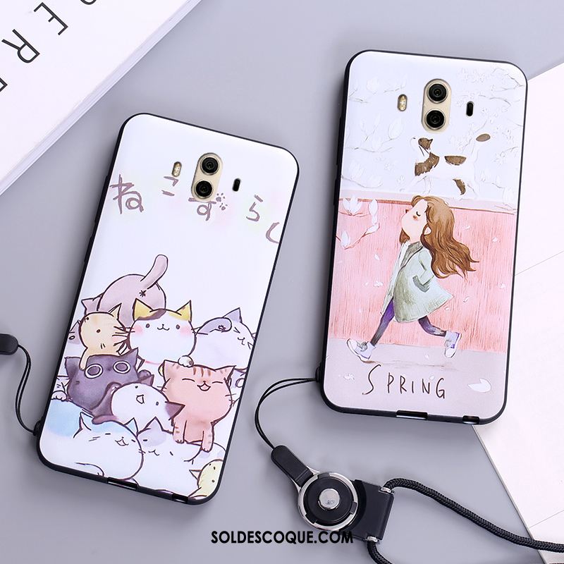 Coque Huawei Mate 10 Étui Téléphone Portable Dessin Animé Fluide Doux Blanc En Ligne