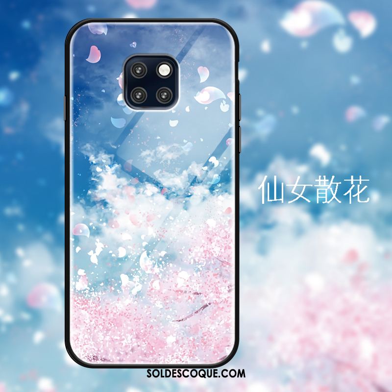 Coque Huawei Mate 20 Pro Bleu Frais Sakura Verre Protection Housse En Ligne