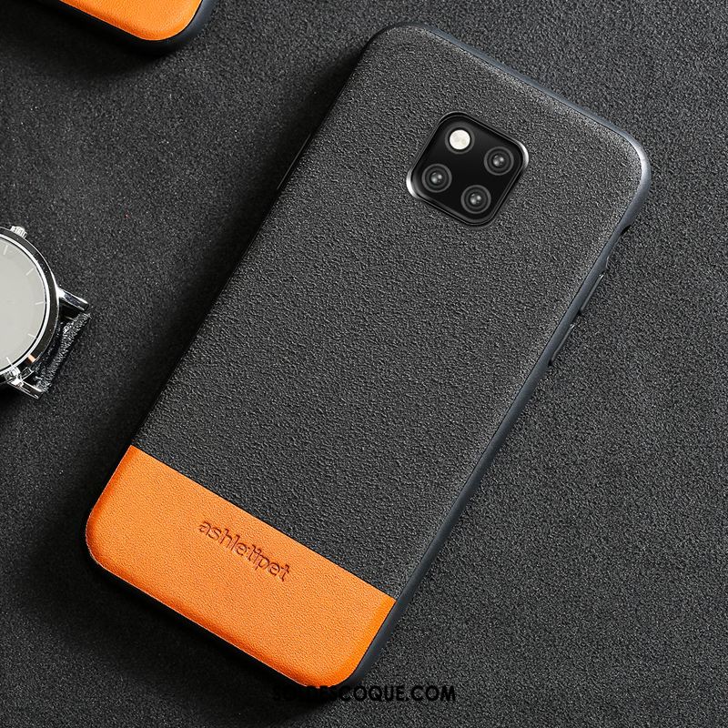 Coque Huawei Mate 20 Pro Protection Luxe Cuir Véritable Épissure Daim Fourrure En Ligne