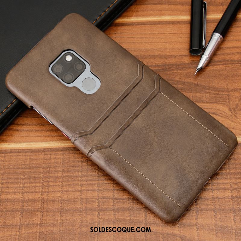 Coque Huawei Mate 20 Très Mince Téléphone Portable Étui En Cuir Foncé Housse Soldes