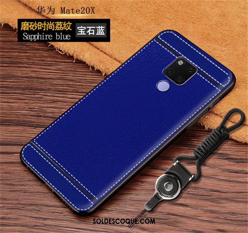 Coque Huawei Mate 20 X Cuir Incassable Simple Fluide Doux Étui En Vente