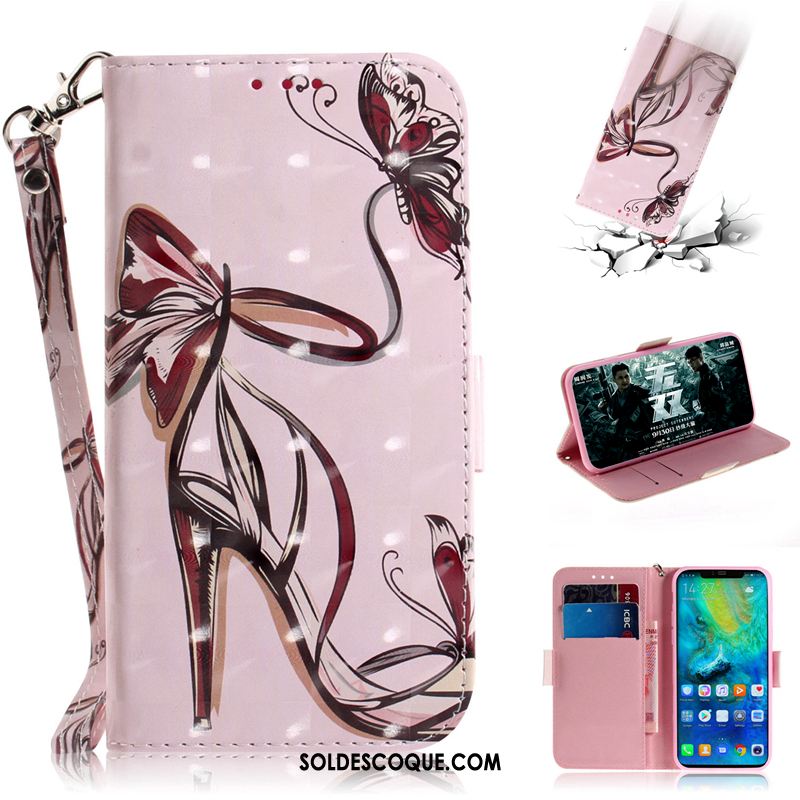 Coque Huawei Mate 20 Étui En Cuir Rose Protection Haute Incassable En Vente