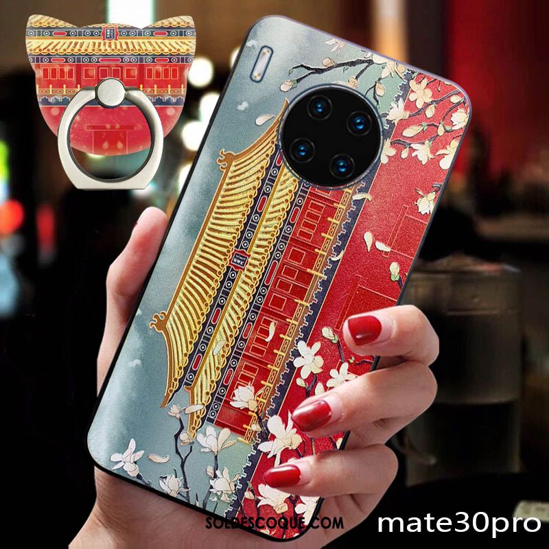 Coque Huawei Mate 30 Pro Personnalité Rouge Style Chinois Palais Vintage En Vente