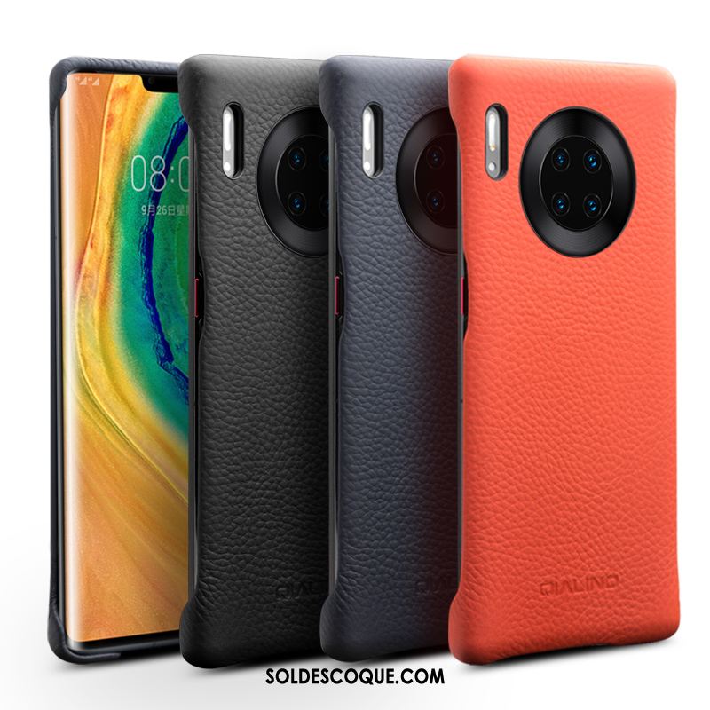 Coque Huawei Mate 30 Pro Étui En Cuir Mode Couvercle Arrière Téléphone Portable Rouge Pas Cher