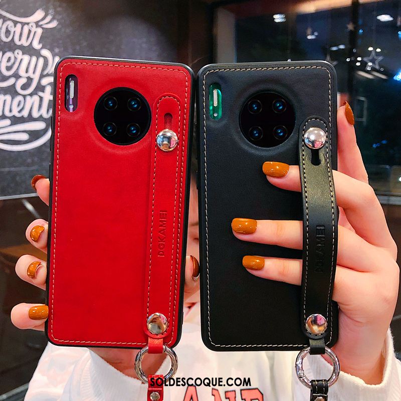 Coque Huawei Mate 30 Qualité Cuir Ornements Suspendus Très Mince Rouge France