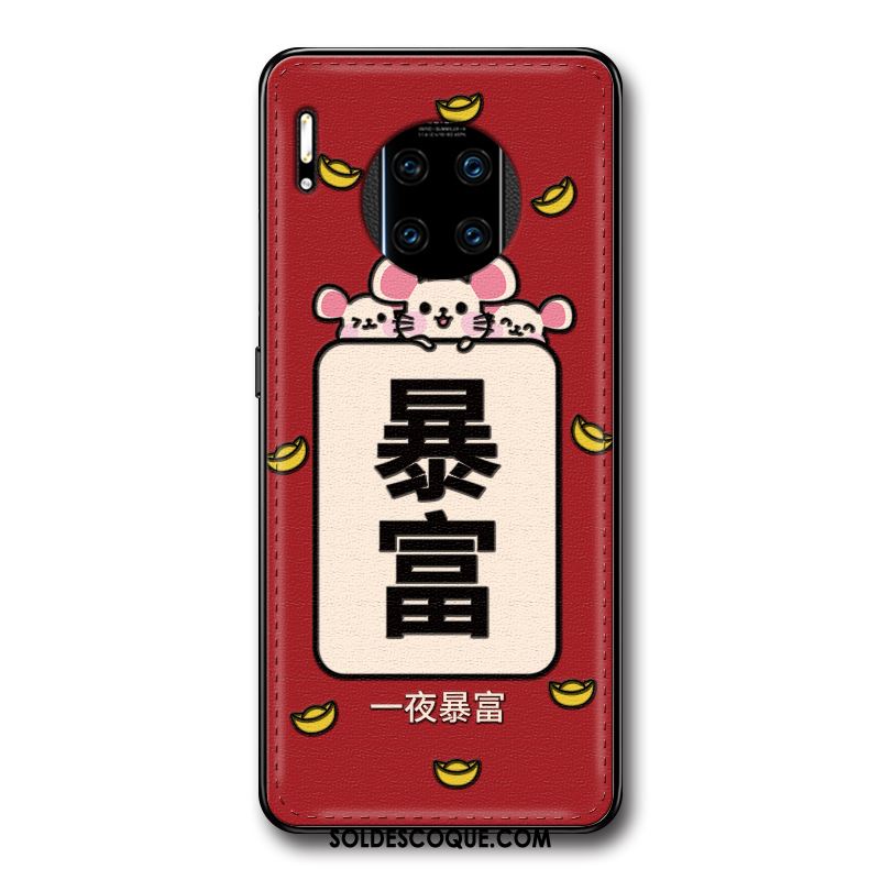 Coque Huawei Mate 30 Rs Protection Étui Cuir Net Rouge Nouveau Pas Cher