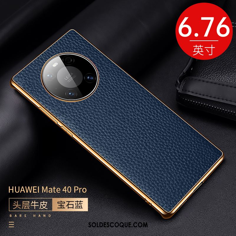 Coque Huawei Mate 40 Pro Bleu Cuir Étui En Cuir Incassable Téléphone Portable En Ligne