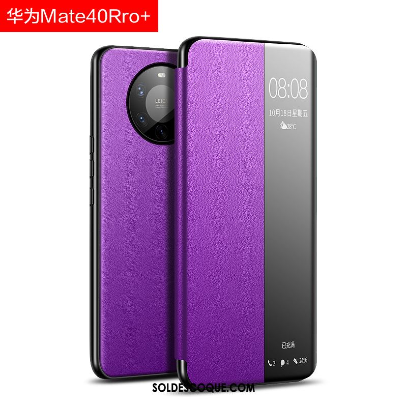 Coque Huawei Mate 40 Pro+ Étui En Cuir Windows Dormance Tout Compris Protection En Vente