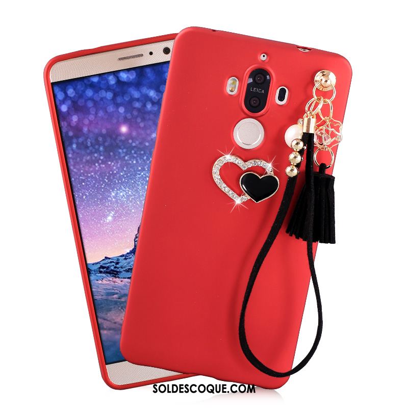 Coque Huawei Mate 9 Fluide Doux Bordure Protection Rouge Étui Pas Cher