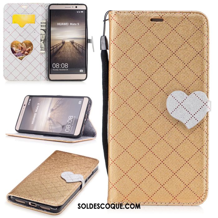 Coque Huawei Mate 9 Or Protection Étui En Cuir Amour Téléphone Portable En Ligne