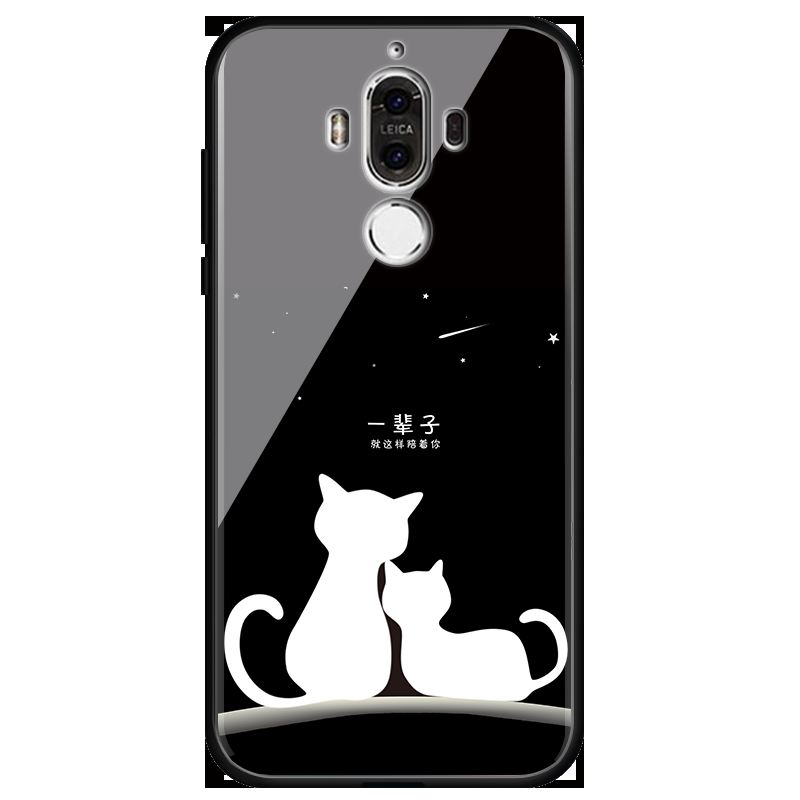 Coque Huawei Mate 9 Verre Trempé Difficile Téléphone Portable Étui Noir Pas Cher