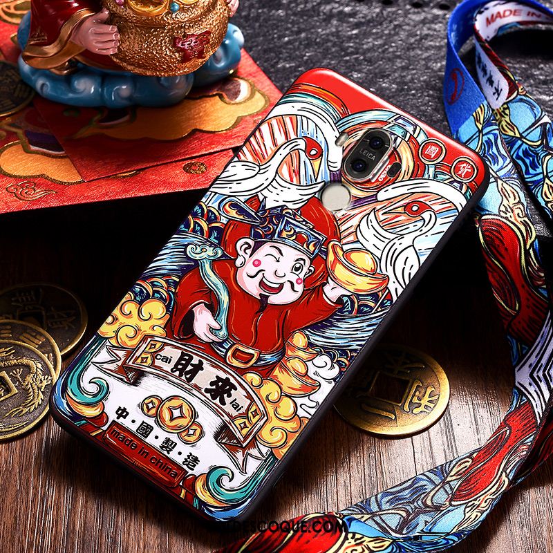 Coque Huawei Mate 9 Étui Dieu De La Richesse Gaufrage Peinture Multicolore France