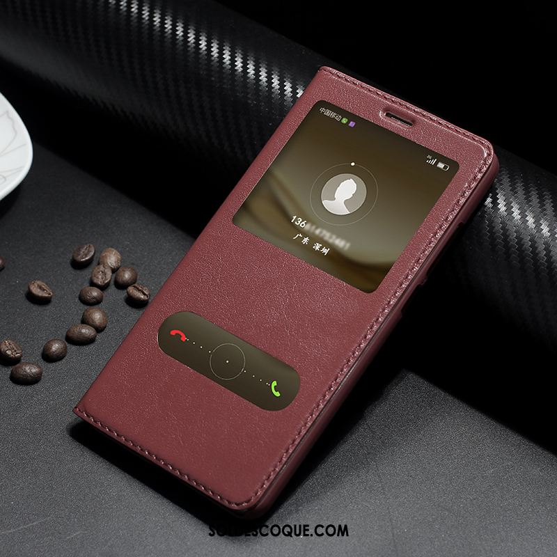 Coque Huawei Mate 9 Étui En Cuir Protection Téléphone Portable Vin Rouge Incassable En Ligne