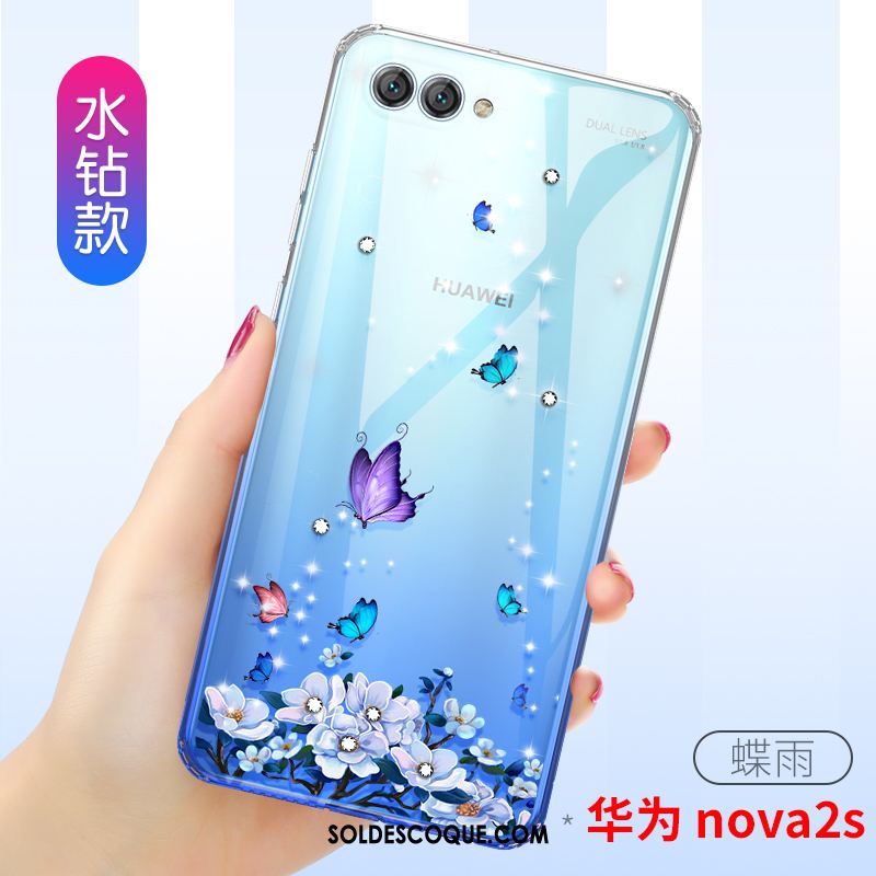 Coque Huawei Nova 2s Charmant Marque De Tendance Luxe Silicone Bleu Pas Cher