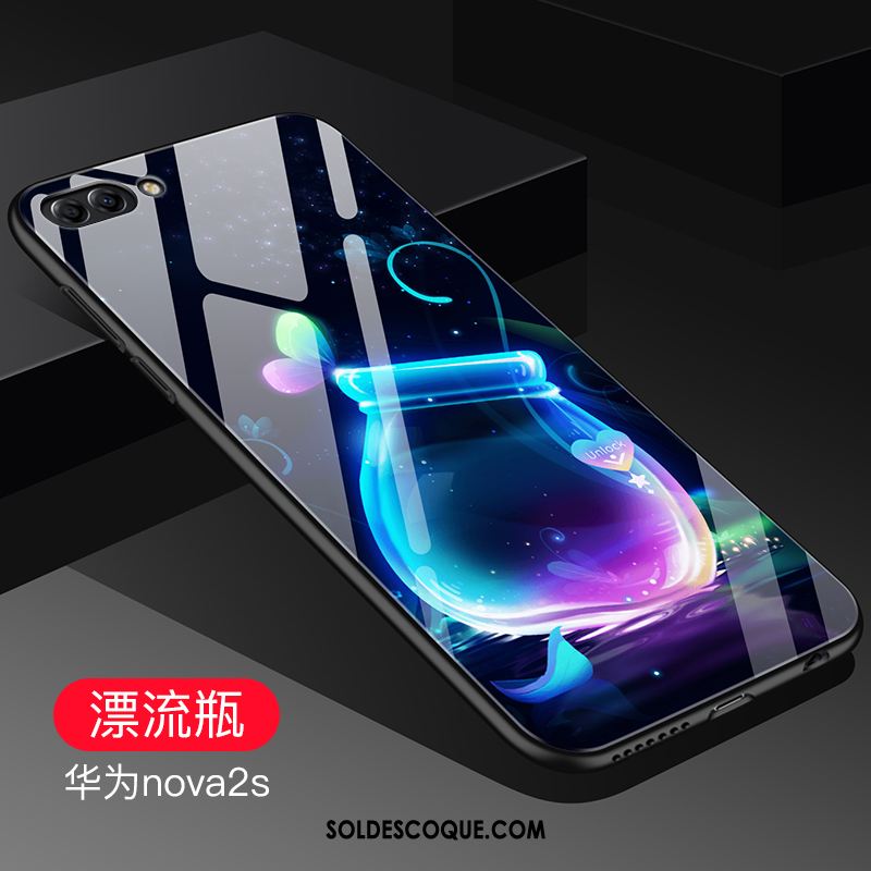 Coque Huawei Nova 2s Délavé En Daim Silicone Marque De Tendance Bleu Verre Pas Cher