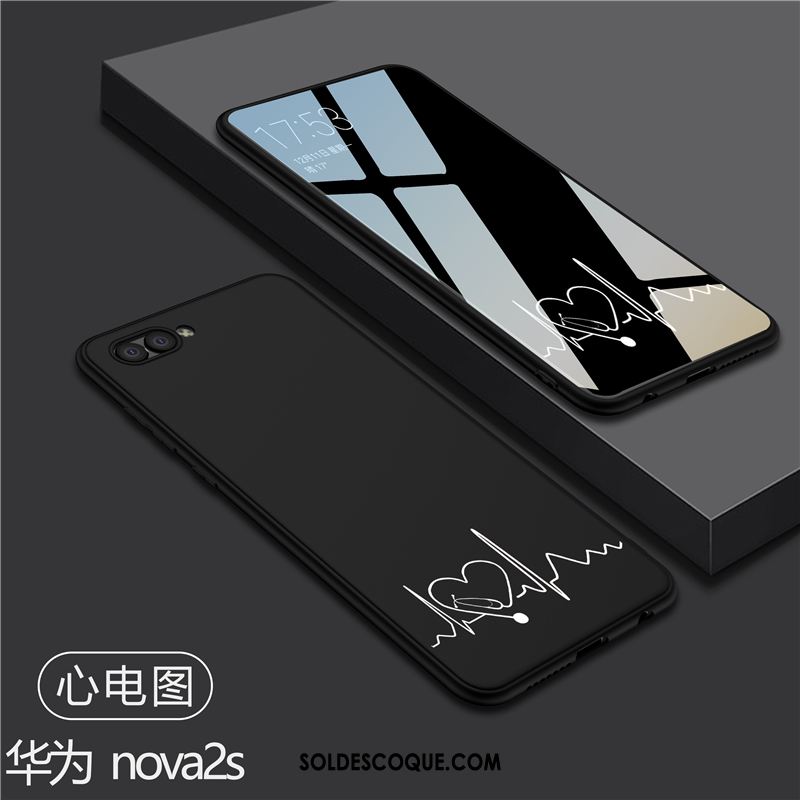 Coque Huawei Nova 2s Noir Dessin Animé Protection Fluide Doux Très Mince Pas Cher