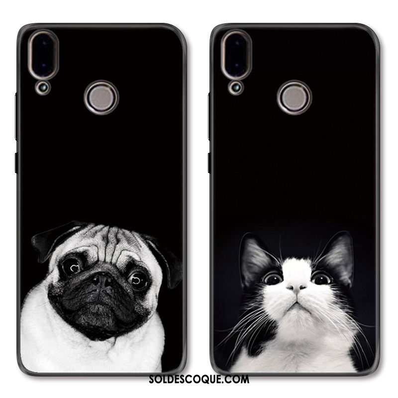 Coque Huawei Nova 3 Dessin Animé Protection Simple Noir Chiens France