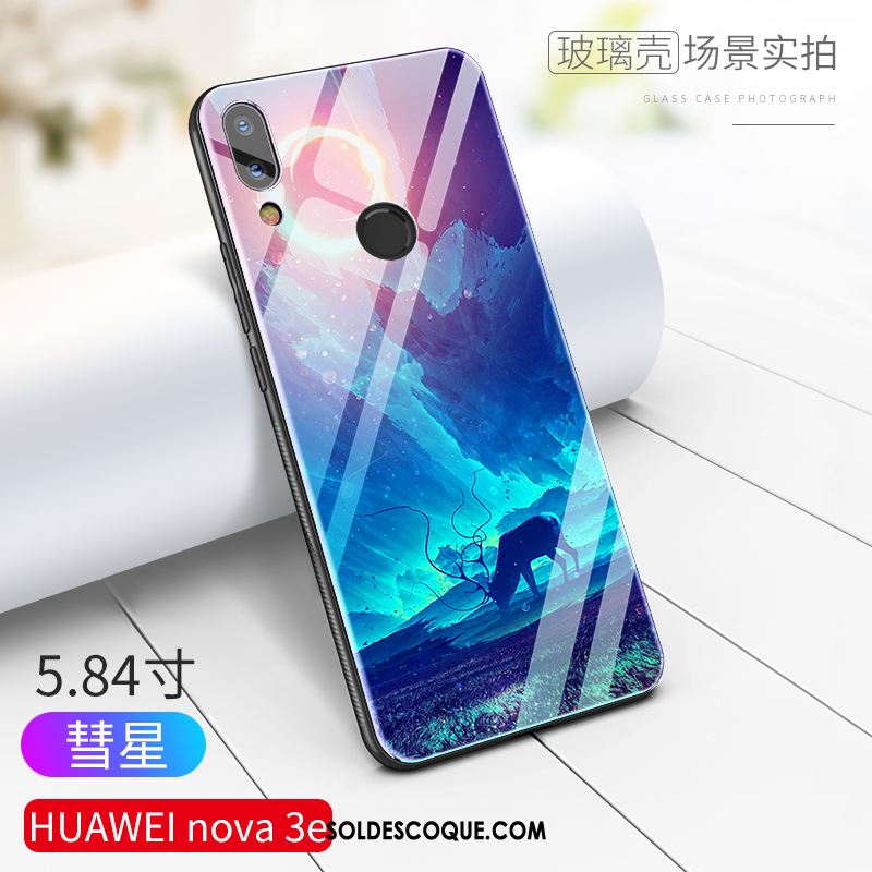 Coque Huawei Nova 3e Difficile Luxe Incassable Bleu Verre Soldes