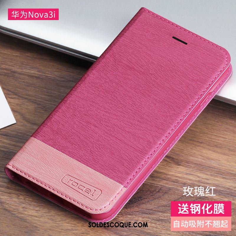 Coque Huawei Nova 3i Étui En Cuir Tout Compris Protection Silicone Rouge En Ligne