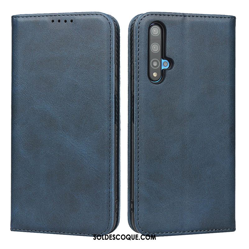 Coque Huawei Nova 5t Clamshell Bleu Marin Une Agrafe Étui En Cuir Tout Compris Pas Cher