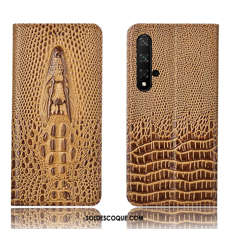 Coque Huawei Nova 5t Protection Étui Crocodile Incassable Cuir Véritable Soldes