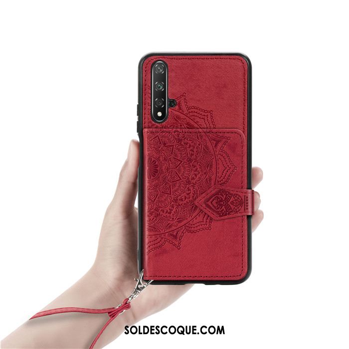 Coque Huawei Nova 5t Sac Carte Téléphone Portable Rouge Étui Portefeuilles En Ligne