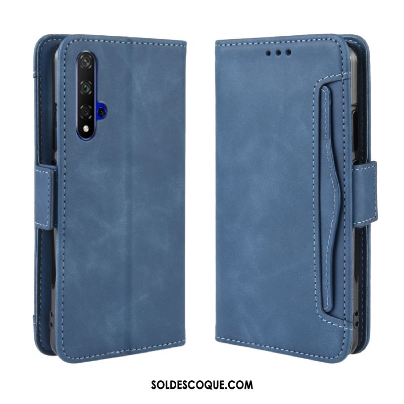 Coque Huawei Nova 5t Étui En Cuir Protection Bleu Marin Téléphone Portable Pas Cher