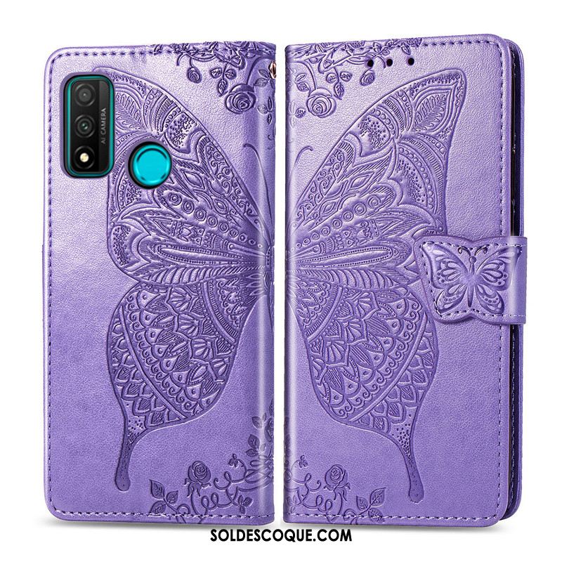 Coque Huawei P Smart 2020 En Relief Étui En Cuir Protection Charmant Papillon En Vente