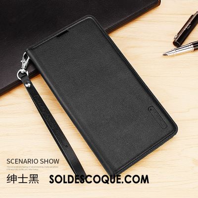 Coque Huawei P Smart Cuir Véritable Clamshell Étui En Cuir Noir Tout Compris Pas Cher