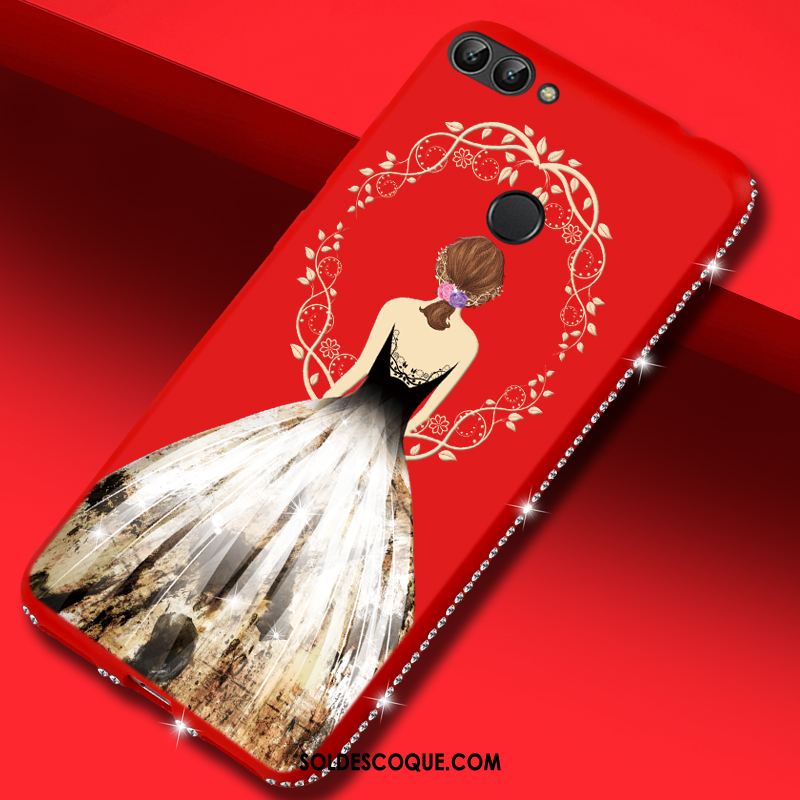 Coque Huawei P Smart Dessin Animé Strass Rouge Téléphone Portable France