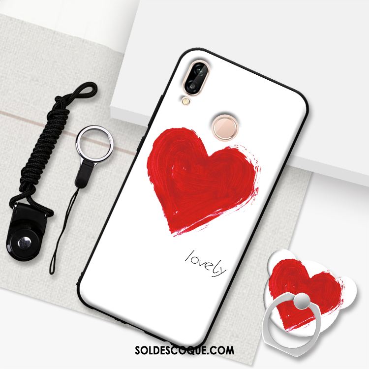 Coque Huawei P Smart+ Protection Étui Délavé En Daim Ornements Suspendus Blanc En Ligne