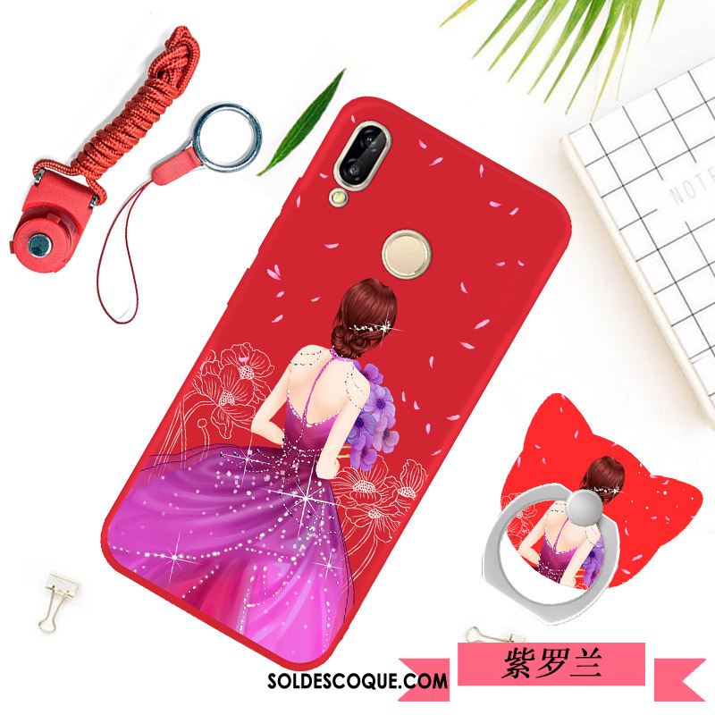 Coque Huawei P Smart+ Rouge Fluide Doux Silicone Protection Simple Soldes