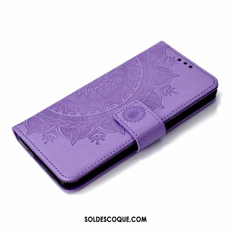 Coque Huawei P Smart Z Carte Étui En Cuir Fluide Doux Violet Téléphone Portable Pas Cher