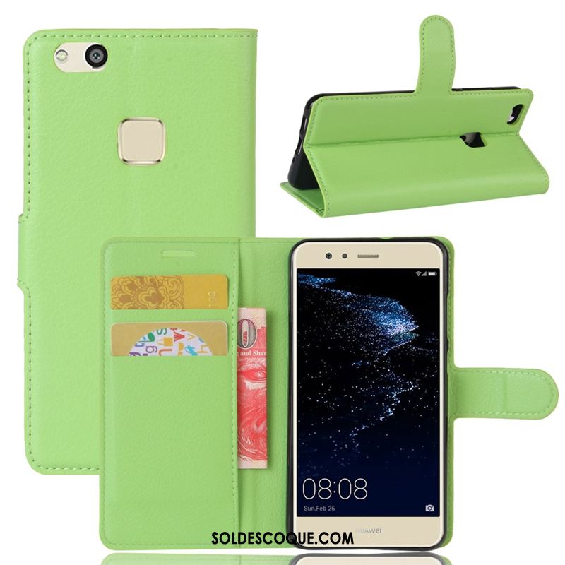 Coque Huawei P10 Lite Carte Portefeuille Modèle Fleurie Vert Litchi En Vente