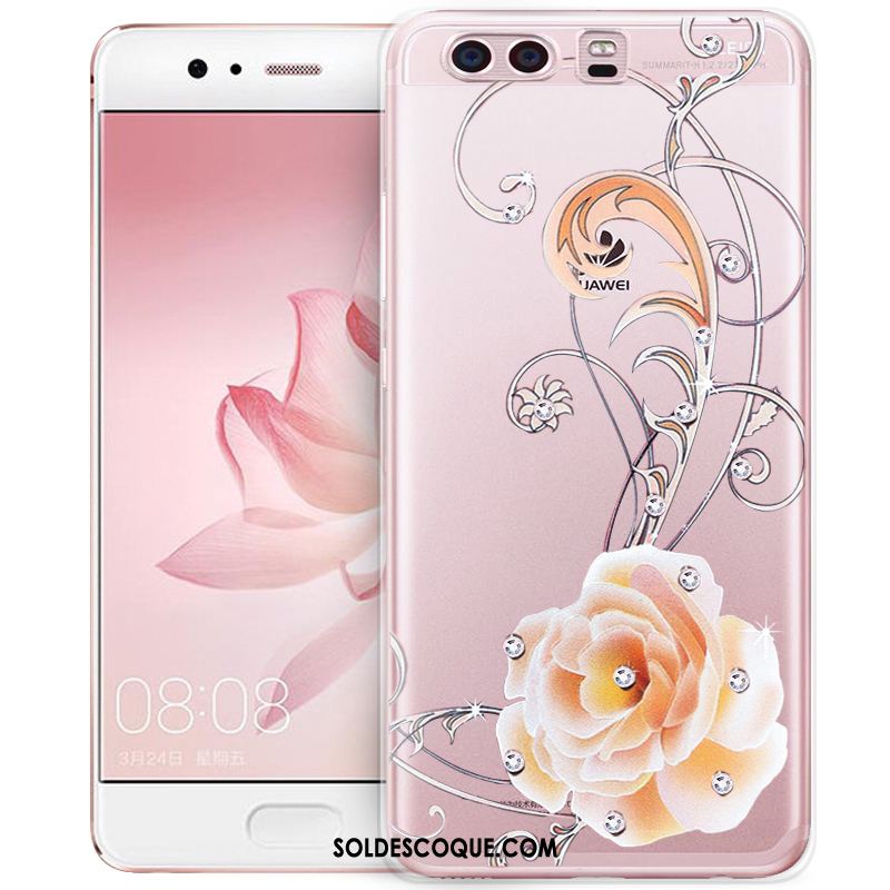 Coque Huawei P10 Plus Protection Téléphone Portable Tendance Strass Gaufrage Soldes