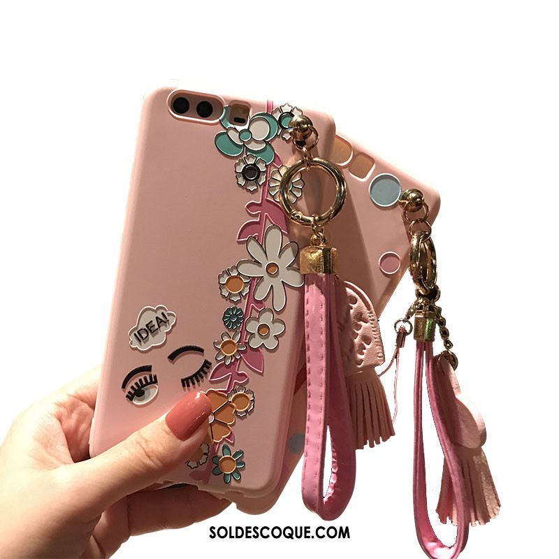 Coque Huawei P10 Plus Rose Délavé En Daim Fluide Doux Téléphone Portable Ornements Suspendus Soldes