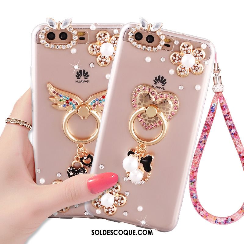 Coque Huawei P10 Tendance Strass Téléphone Portable Anneau Transparent Pas Cher