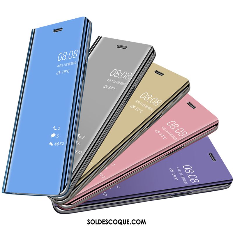 Coque Huawei P10 Étui En Cuir Bleu Miroir Dormance Tempérer Pas Cher