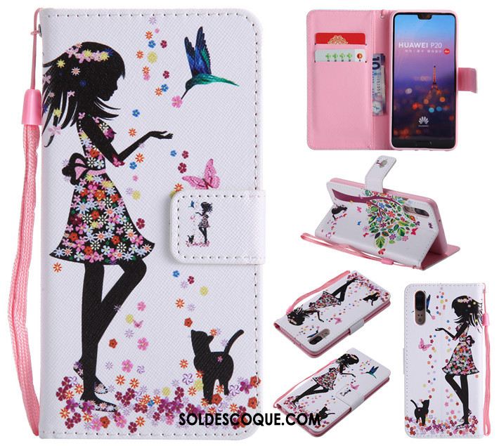 Coque Huawei P20 Fluide Doux Clamshell Téléphone Portable Étui Dessin Animé Housse En Vente