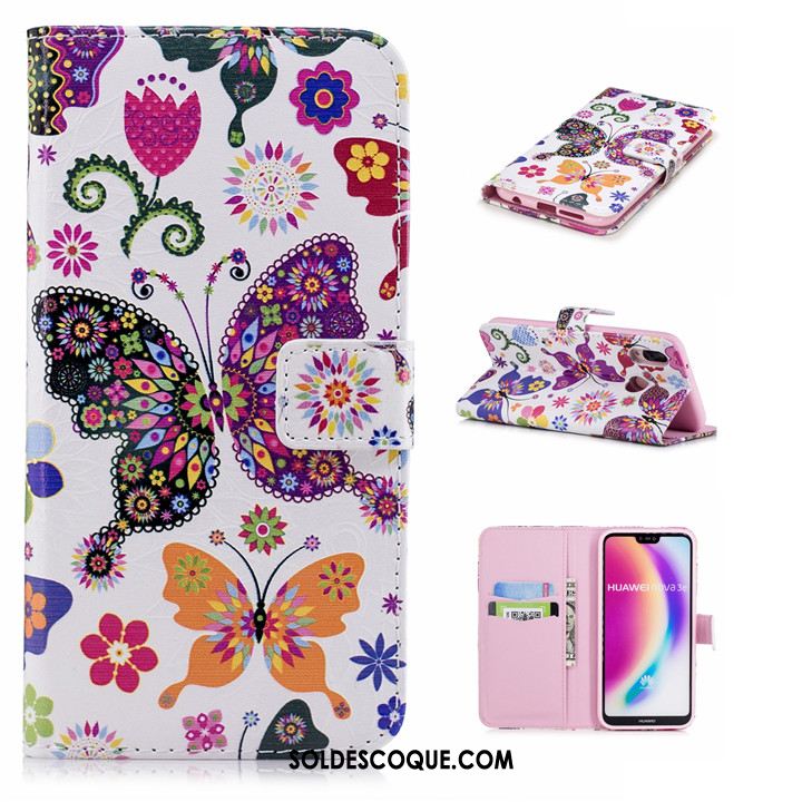 Coque Huawei P20 Lite Dessin Animé Étui En Cuir Protection Clamshell Multicolore En Vente