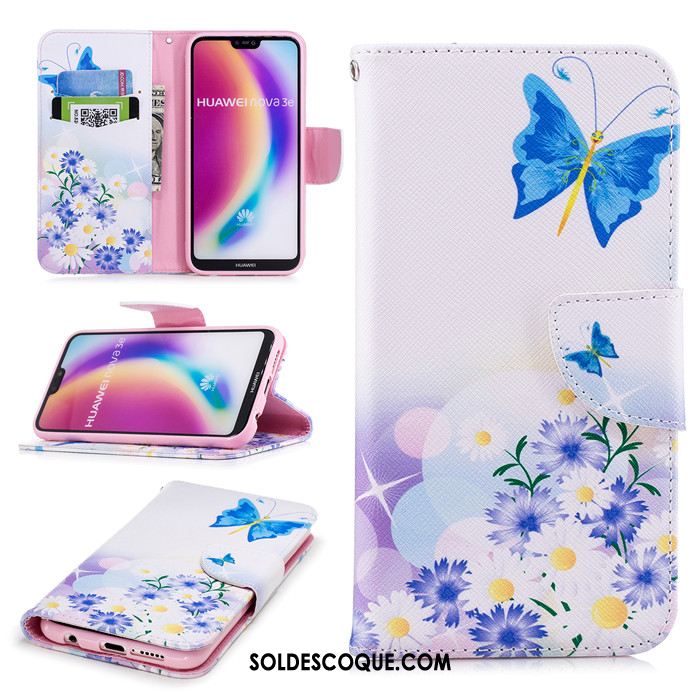 Coque Huawei P20 Lite Incassable Clamshell Blanc Étui En Cuir Protection En Vente