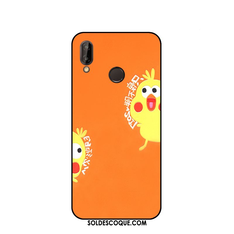 Coque Huawei P20 Lite Jaune Protection Gaufrage Étui Poulet Pas Cher