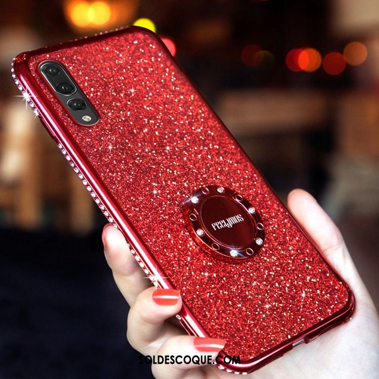 Coque Huawei P20 Pro Fluide Doux Téléphone Portable Rose Rouge Strass En Vente