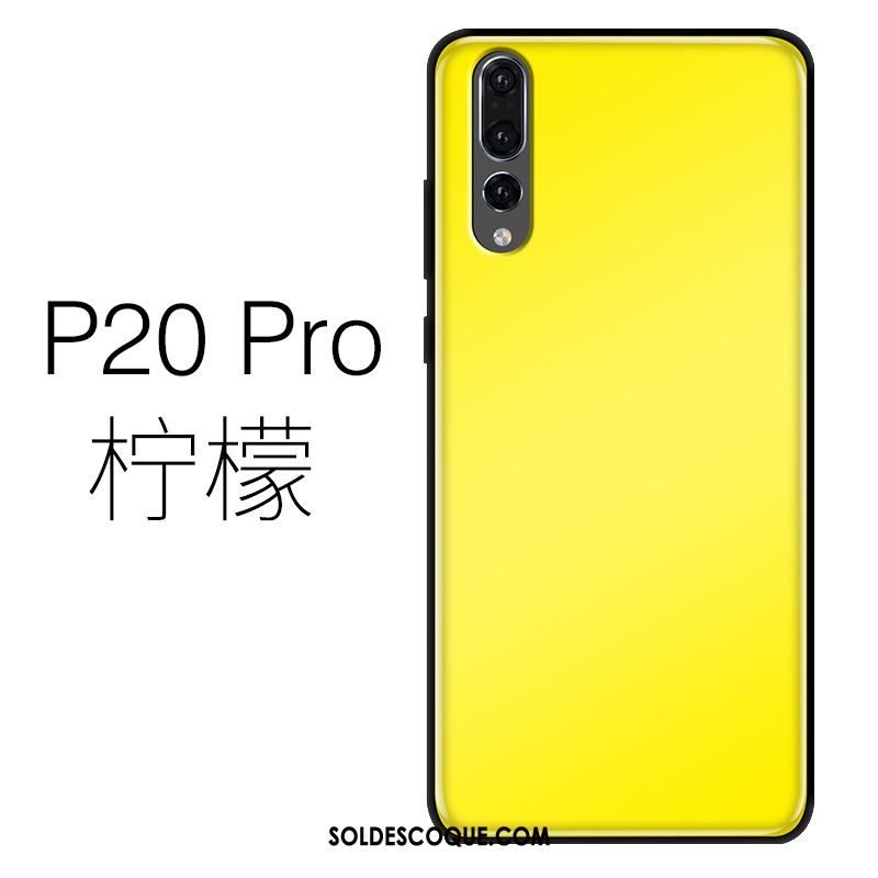 Coque Huawei P20 Pro Verre Jaune Téléphone Portable Silicone Très Mince Housse Soldes