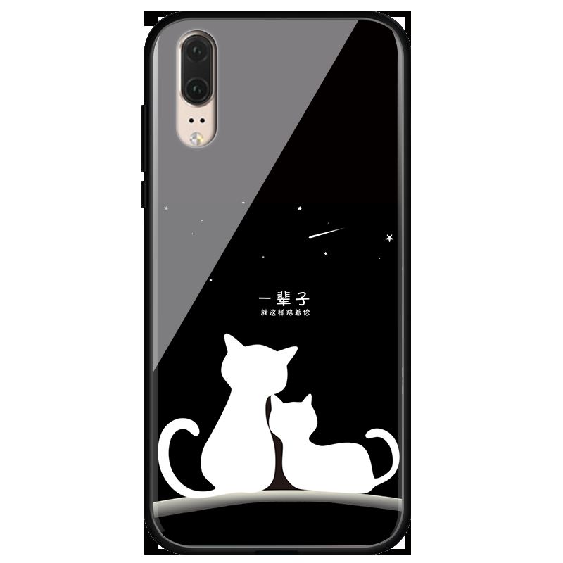 Coque Huawei P20 Verre Étui Téléphone Portable Tendance Noir En Ligne