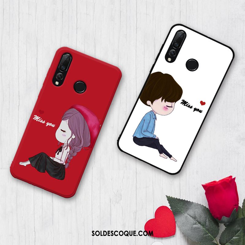 Coque Huawei P30 Lite Mode Rouge Téléphone Portable Délavé En Daim Tendance Pas Cher